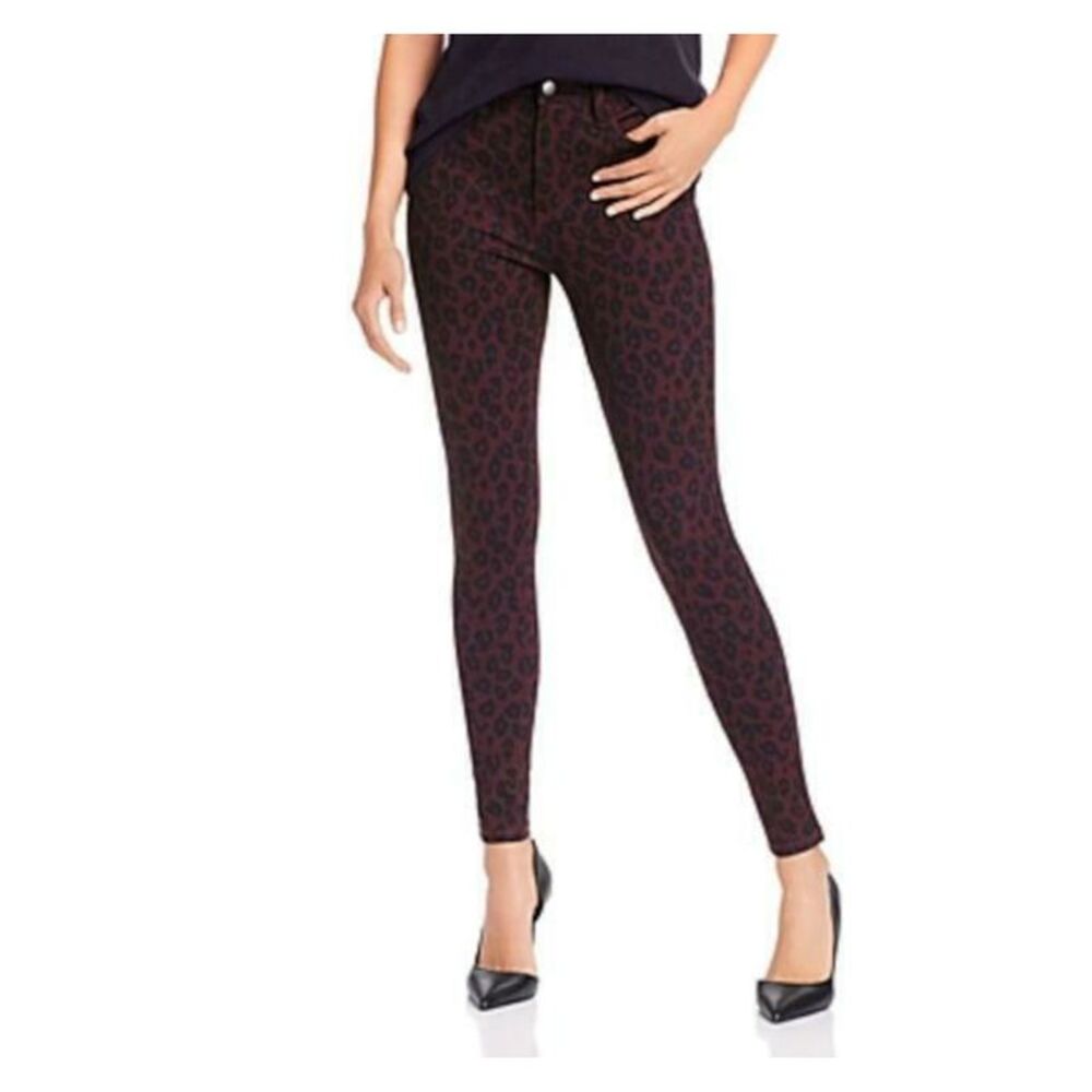 AQUA Womens Burgundy Animal Print Skinny Jeans XS